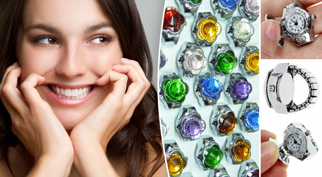 Elegantný prsteň s hodinkami z chirurgickej ocele,