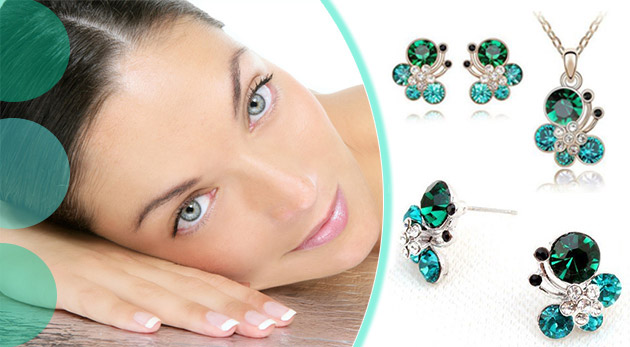 Jemný set šperkov s rakúskym kryštálom v tvare mot