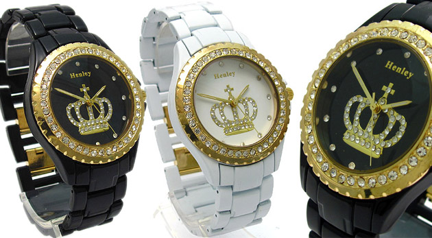 Kvalitné módne dámske hodinky značky Henley v čier