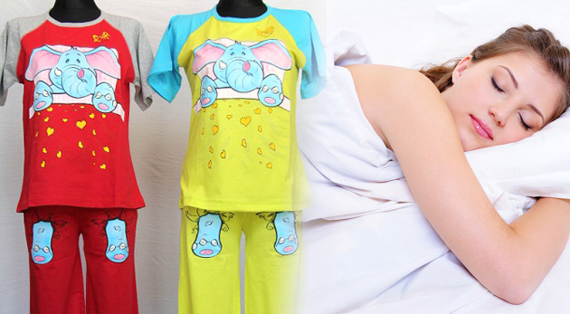 Pohodlné a kvalitné 3/4 capri dámske pyžamo s potl