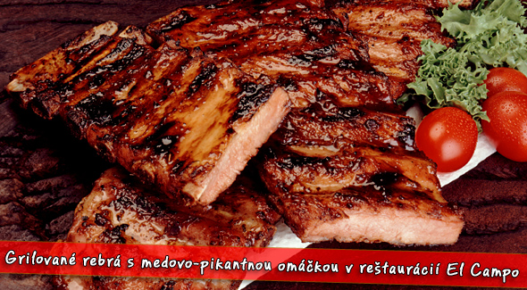 Grilované rebrá v centre Bratislavy v reštaurácii El Campo za polovicu.