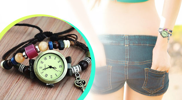 Dámske hodinky s ozdobným remienkom v štýle VINTAG