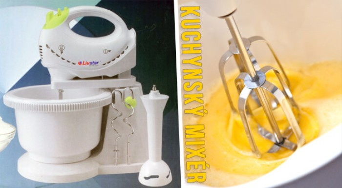 Praktický kuchynský mixér  s otočnou miskou a nást