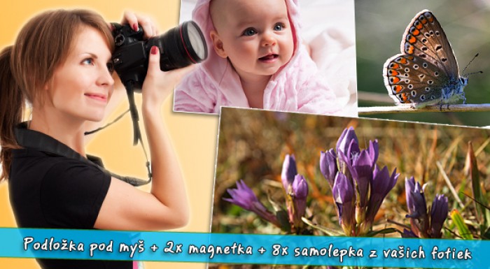 Fotoset: podložka pod myš, magnetky a samolepky vytvorené z vašich fotiek.
