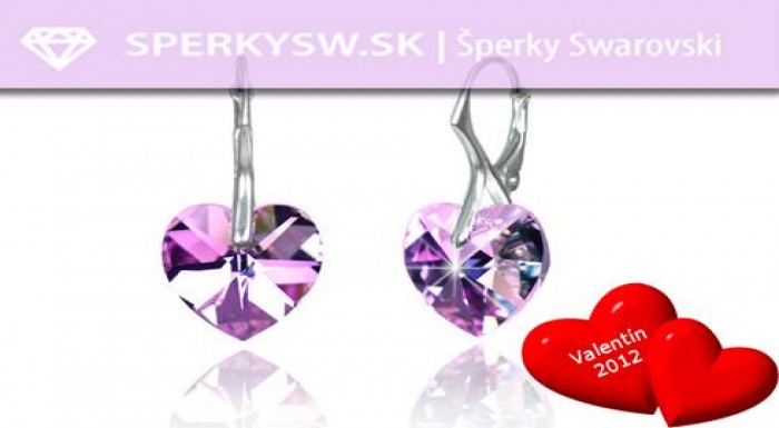 Náušnice v tvare srdiečka Swarovski Elements len z