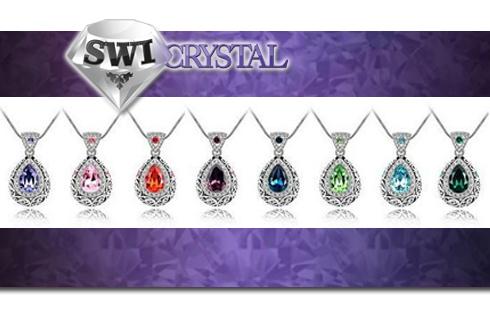 Prívesok v tvare slzy zdobený kryštálom - Swarovsk