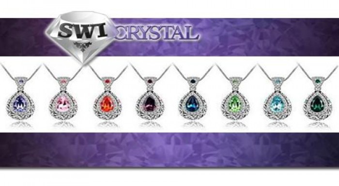 Prívesok v tvare slzy zdobený kryštálom - Swarovsk