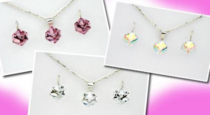 Súprava šperkov s kockami SWAROVSKI Elements len z
