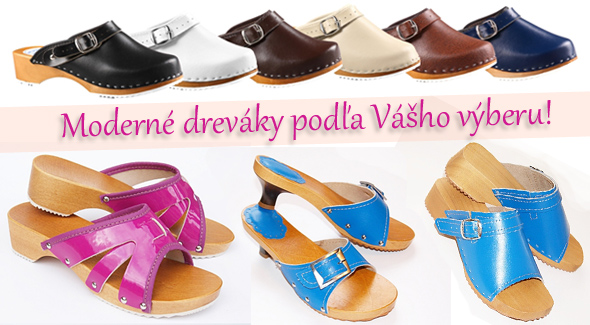 Pohodlné a trendy dreváky. Široký výber z 8 druhov a 7 farieb.