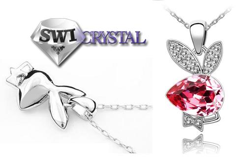 Prívesok s retiazkou v tvare playboy zdobený kryšt