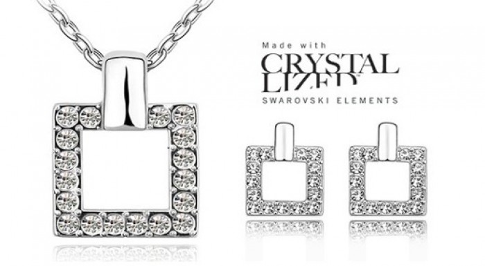 Elegantná súprava v tvare kociek od Swarovski Elem
