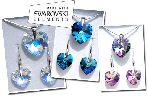 Exkluzívna súprava náušníc a prívesku v tvare srdi