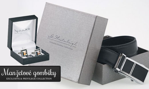 Luxusný pánsky kožený opasok + Luxusné manžetové g
