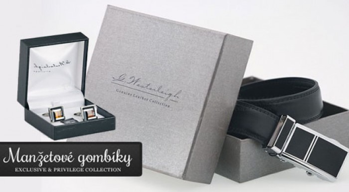 Luxusný pánsky kožený opasok + Luxusné manžetové g