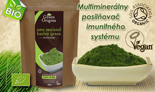 Zelený 100% BIO jačmeň z Nového Zélandu