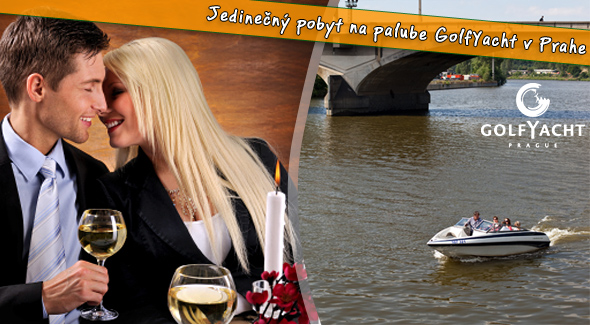 Luxusný relax pre dvoch na palube elegantnej lodi golfYacht Prague Hotel & Restaurant.