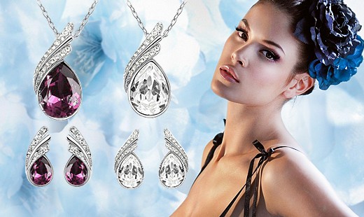 Elegantná súprava šperkov v tvare sĺz- Swarovski E