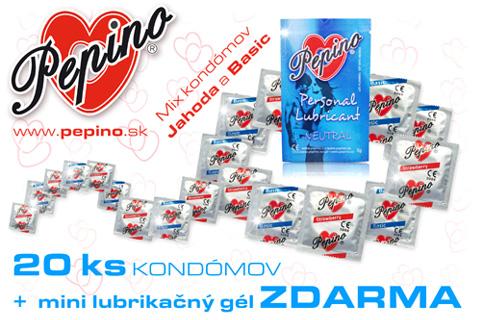 LEN 4,50€ za balíček 20ks kondómov Pepino + mini l
