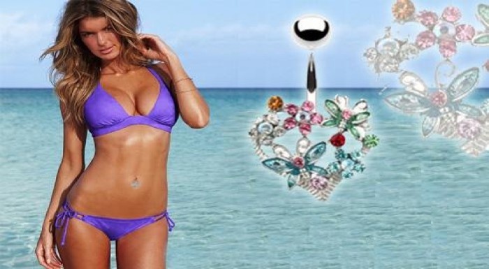 Sezónny Luxusný oceľový piercing do pupku v tvare 