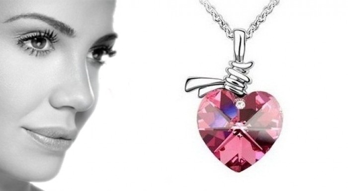 SWAROVSKI šperk v tvare srdca v modrej a ružovej f