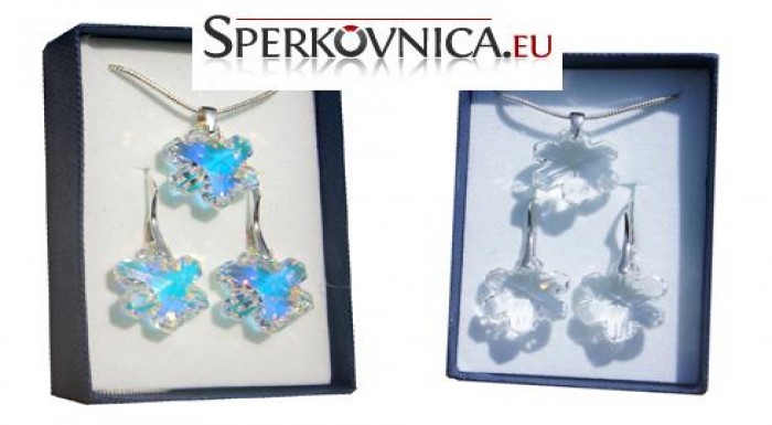 Strieborná sada Snehových vločiek CRYSTAL AB - kry