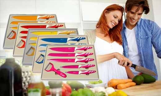 5 dielna sada kuchynských nožov plus škrabka