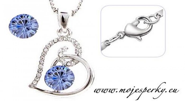 Náhrdelník Elegant Heart, pozlátené 18 ct bielym z