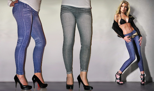 Štýlové riflové legíny v modrej alebo šedej farbe 