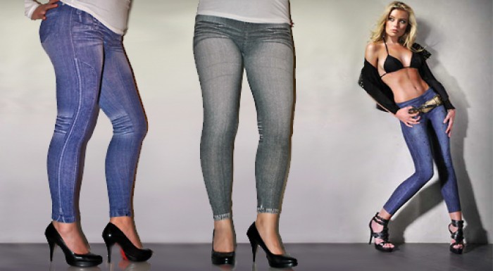 Štýlové riflové legíny v modrej alebo šedej farbe 