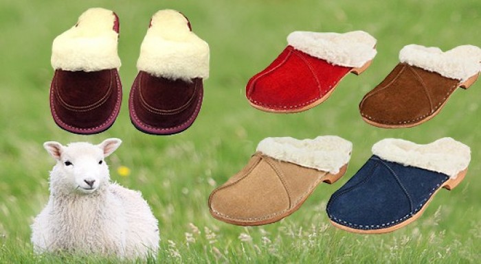 Švédske zimné oteplené dreváky alebo papuče s biel
