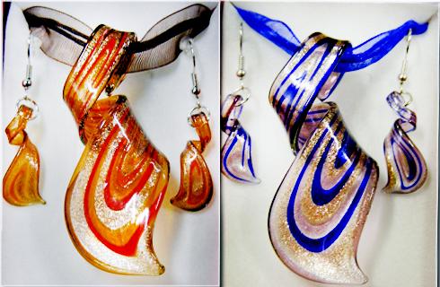 Nádherná súprava šperkov z benátskeho skla, vrátan