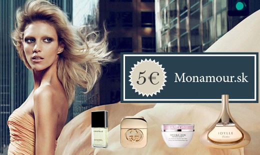 Poukážka 5 € na nákup kozmetiky a parfémov z Monam