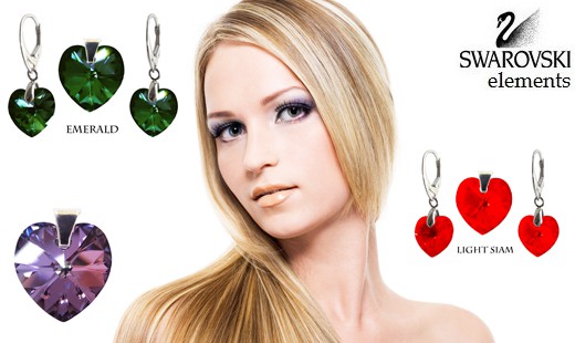 Hodnotná a luxusná súprava SWAROVSKI SRDIEČKA náuš