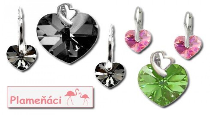 Krásny set srdiečka Swarovski v striebre! Prívesok