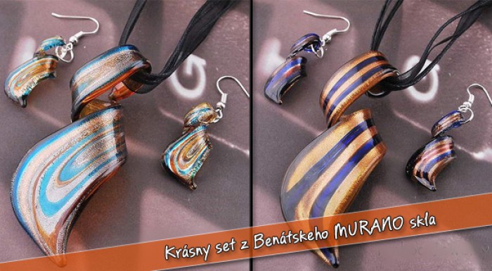 Ozdobte sa originálnym šperkom! Nádherný set šperkov z Benátskeho MURANO skla