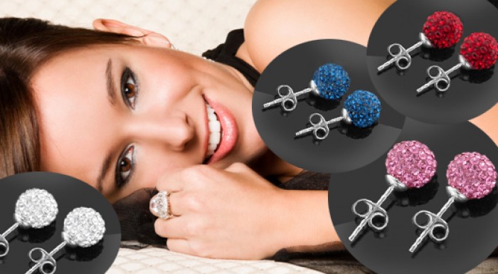 Očarujúce náušnice v tvare guličiek zdobené krištá