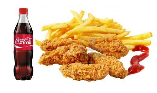 Porcia 10ks kuracích krídeliek s hranolkami a coca