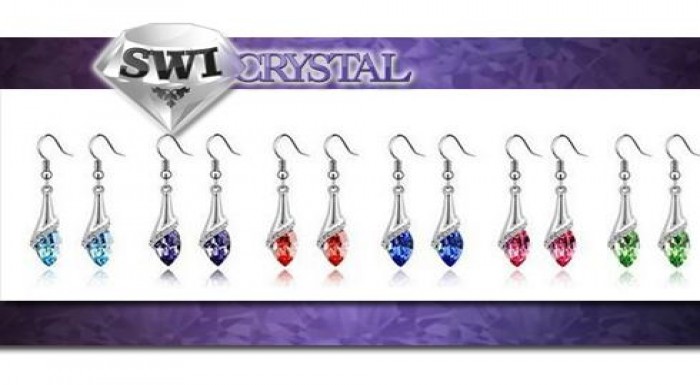 Náušnice atypického tvaru zdobené kryštálom - Swar