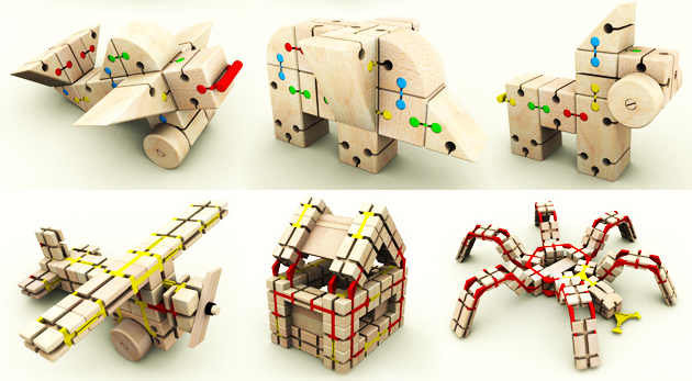 Detské drevené stavebnice GRINGO a PEDRO