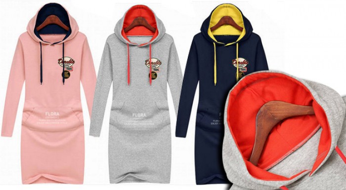 Dámske teplákové šaty s dlhým rukávom