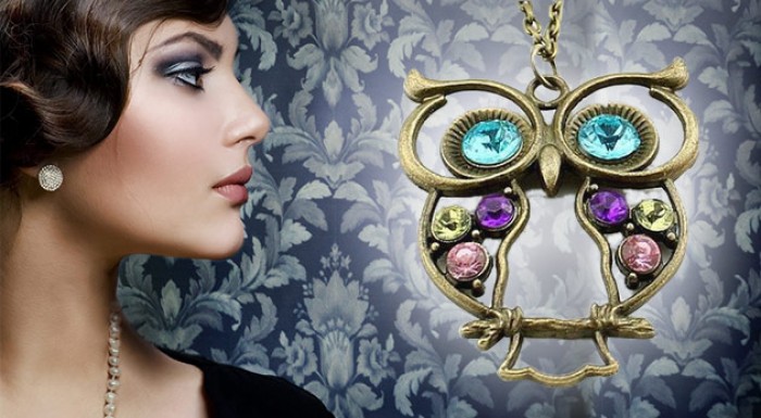 Prívesok sovičky s retiazkou vo vintage štýle