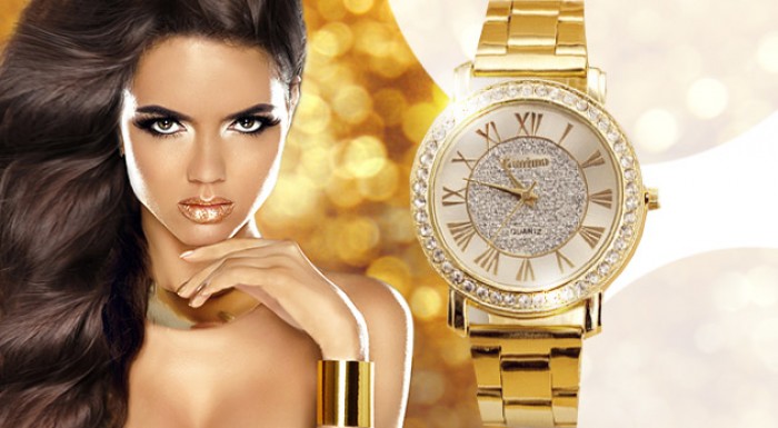 Náramkové hodinky Kanima v zlatej farbe