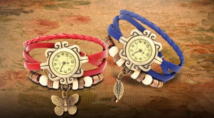 Dámske retro hodinky s príveskom