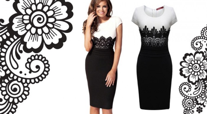 Čiernobiele šaty s čipkou