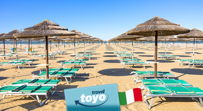 Oddych na pláži v talianskom Rimini