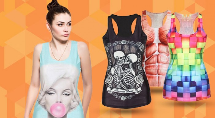 Štýlové dámske tielka s 3D efektom