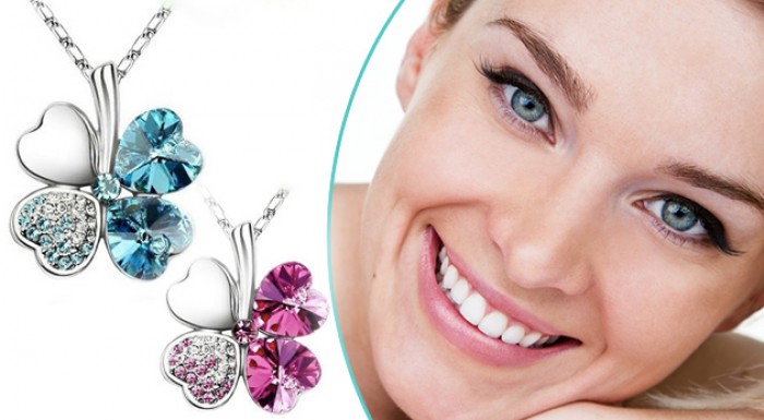 Nádherný prívesok v tvare štvorlístka s retiazkou od Swarovski Elements v darčekovej krabičke