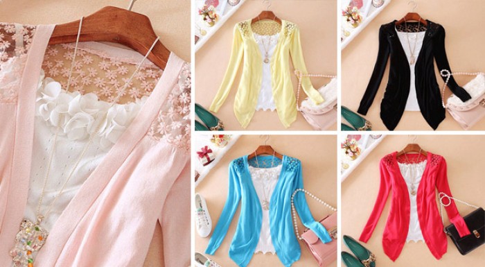 Originálny dámsky svetrík s čipkou