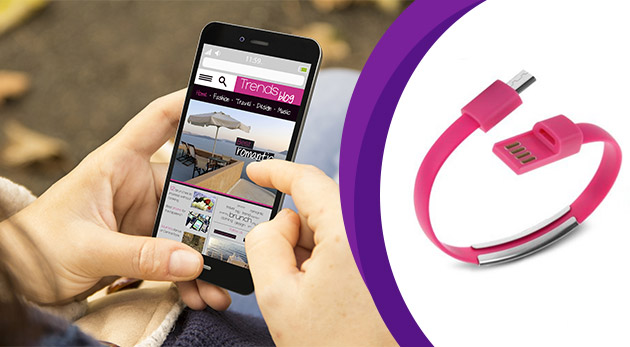 USB nabíjací a dátový kábel v náramku