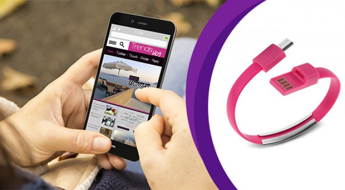 USB nabíjací a dátový kábel v náramku